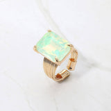 Women's Emerald Cut Stone Adjustable Ring