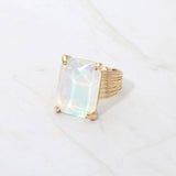 Women's Emerald Cut Stone Adjustable Ring