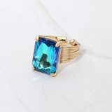 Women's Emerald Cut Stone Adjustable Ring