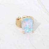 Women's Emerald Cut Stone Adjustable Ring
