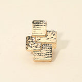 Geometric Textured Metal Accent Stretch RIng