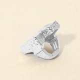 Geometric Textured Metal Accent Stretch RIng