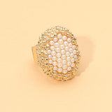 Pearl Pave Oval Statement Stretch Ring