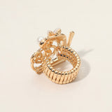 Rhinestone Pave High Heel Flower Lipstick Stretch Ring