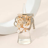 Rhinestone Pave High Heel Flower Lipstick Stretch Ring