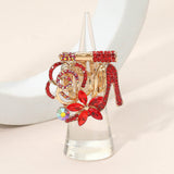 Rhinestone Pave High Heel Flower Lipstick Stretch Ring