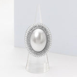 Oval Pearl Halo Stretch Ring