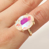 Women's Bold Oval Stone Cluster Accent Adjustable Ring