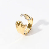 Sterling Silver Dipped Hypoallergenic Stone Paved Wavy Tip Ring