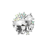 Heart Crystal Cluster Embellished Statement Stretch Ring