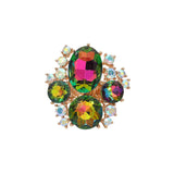 Oval Round Stone Cluster Statement Stretch Ring