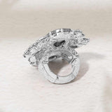 Oval Round Stone Cluster Statement Stretch Ring