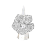 Round Stone Centered Rhinestone Paved Flower Stretch Ring