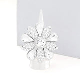 Crystal Pave Teardrop Floral Stretch Ring
