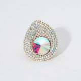 Round Glass Stone Paved Stretch Ring
