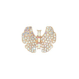 Rhinestone Pave Butterfly Accent Stretch Ring