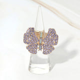 Rhinestone Pave Butterfly Accent Stretch Ring