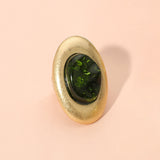 Oversized Abstract Resin Dome Accent Brushed Metal Oval Stretch Ring