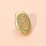 Oversized Abstract Resin Dome Accent Brushed Metal Oval Stretch Ring