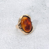 Oval Stone Accent Adjustable Statement Ring