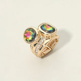 Bold Round Square CZ Pave Statement Stretch Ring