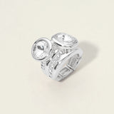Bold Round Square CZ Pave Statement Stretch Ring