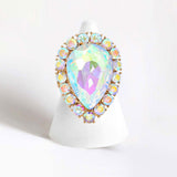 Women's Crystal Rhinestone Teardrop Stretch Cocktail Ring