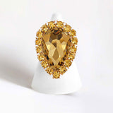 Women's Crystal Rhinestone Teardrop Stretch Cocktail Ring