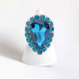 Women's Crystal Rhinestone Teardrop Stretch Cocktail Ring