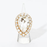 Women's Crystal Rhinestone Teardrop Stretch Cocktail Ring