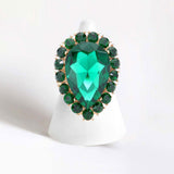 Women's Crystal Rhinestone Teardrop Stretch Cocktail Ring