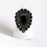 Women's Crystal Rhinestone Teardrop Stretch Cocktail Ring