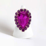 Women's Crystal Rhinestone Teardrop Stretch Cocktail Ring