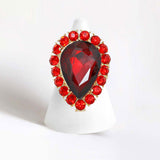 Women's Crystal Rhinestone Teardrop Stretch Cocktail Ring