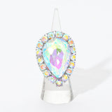 Women's Crystal Rhinestone Teardrop Stretch Cocktail Ring