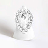 Women's Crystal Rhinestone Teardrop Stretch Cocktail Ring