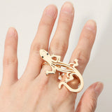 SECRET BOX_14K Gold Dipped Lizard Two Finger Ring