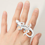 SECRET BOX_Sterling Silver Dipped Lizard Two Finger Ring