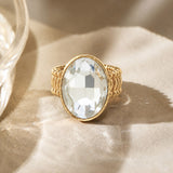 Oval Crystal Rhinestone Stretch Cocktail Ring