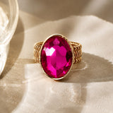 Oval Crystal Rhinestone Stretch Cocktail Ring