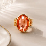 Oval Crystal Rhinestone Stretch Cocktail Ring