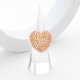 Heart Crystal Rhinestone Pave Stretch Ring