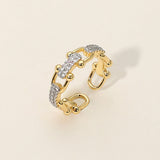 SECRET BOX_14K Gold Dipped Stone Paved Link Industrial Chain Design Adjustable Ring