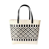 Quatrefoil Patterned Basket Weave Tote Bag / Shoulder Bag