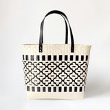Quatrefoil Patterned Basket Weave Tote Bag / Shoulder Bag