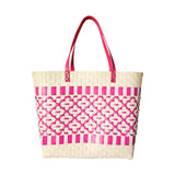 Quatrefoil Patterned Basket Weave Tote Bag / Shoulder Bag