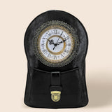Faux Leather Vintage Clock Face Crossbody Backpack Bag