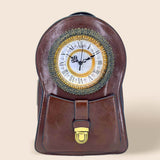 Faux Leather Vintage Clock Face Crossbody Backpack Bag