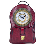 Faux Leather Vintage Clock Face Crossbody Backpack Bag