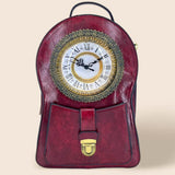 Faux Leather Vintage Clock Face Crossbody Backpack Bag